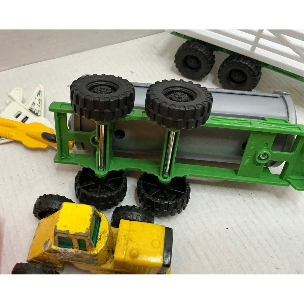 Vintage Toy Vehicle Lot Farm Tractors Trailers Construction Equipment 15+ Pieces
